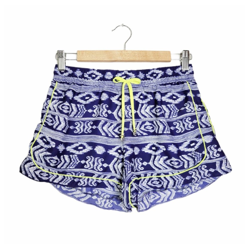 GRAY Saks Fifth Avenue Jogger Shorts Blue and White Elastic Waist Lightweight